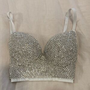 Silver Rhinestone Bralette